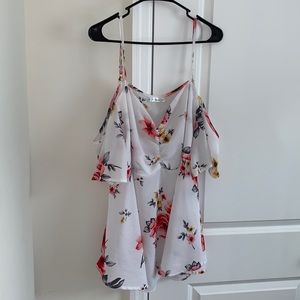 Floral Rose gal off the shoulder top